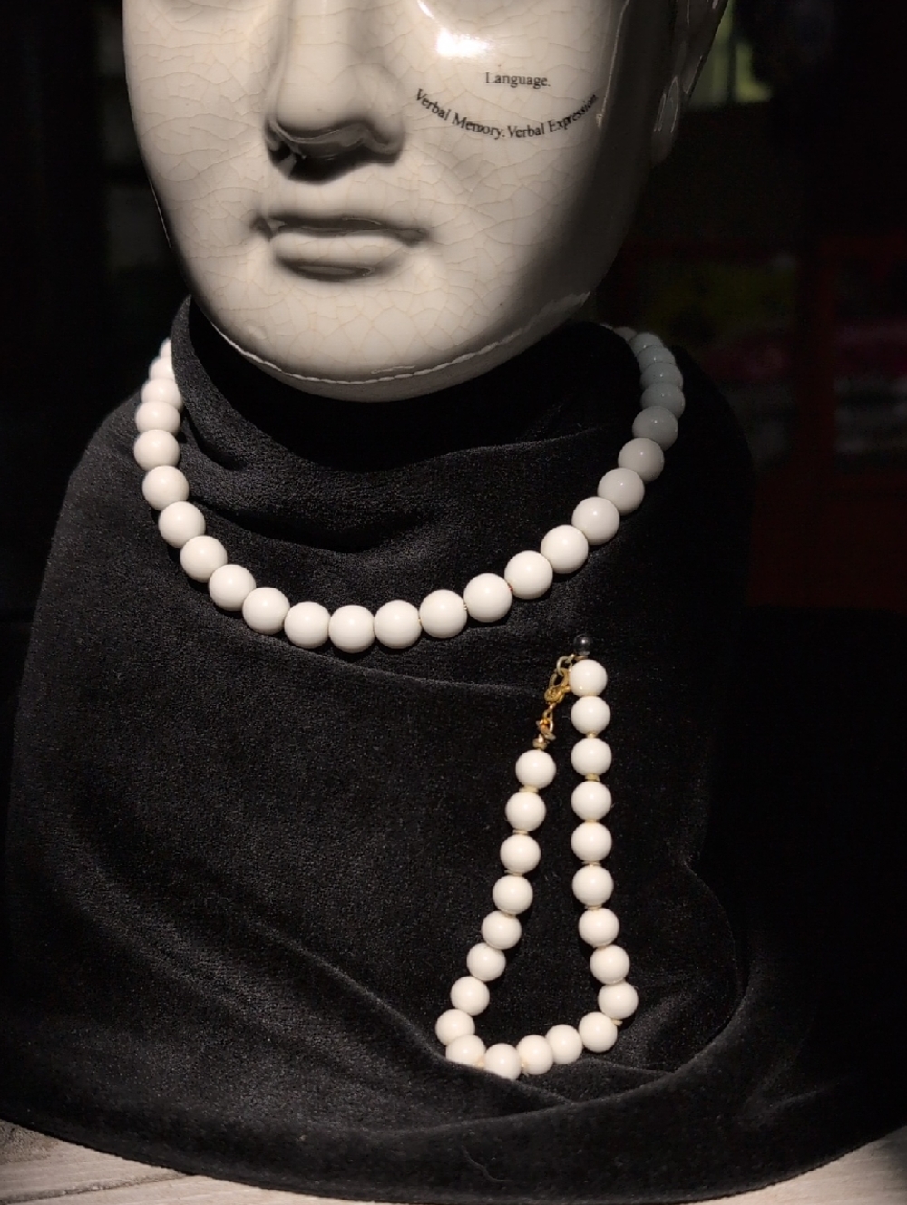 Vintage Monet White Bead Necklace & Bracelet Set